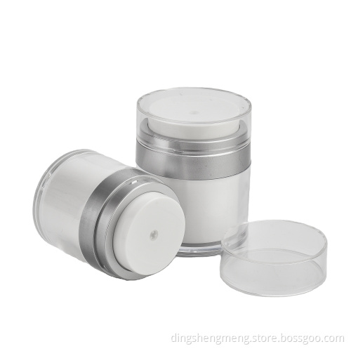 Nowy projekt 15 ml Słoika bez powietrza srebrne słoiki kosmetyczne Airless 30 ml 50 ml białe pojemniki na balsam do pomp